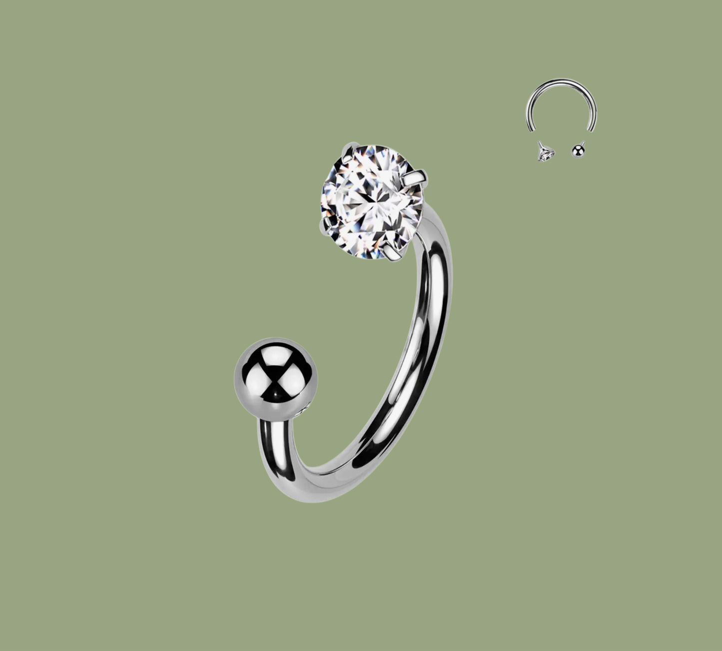 FERRO DI CAVALLO CON ZIRCONE E SFERA